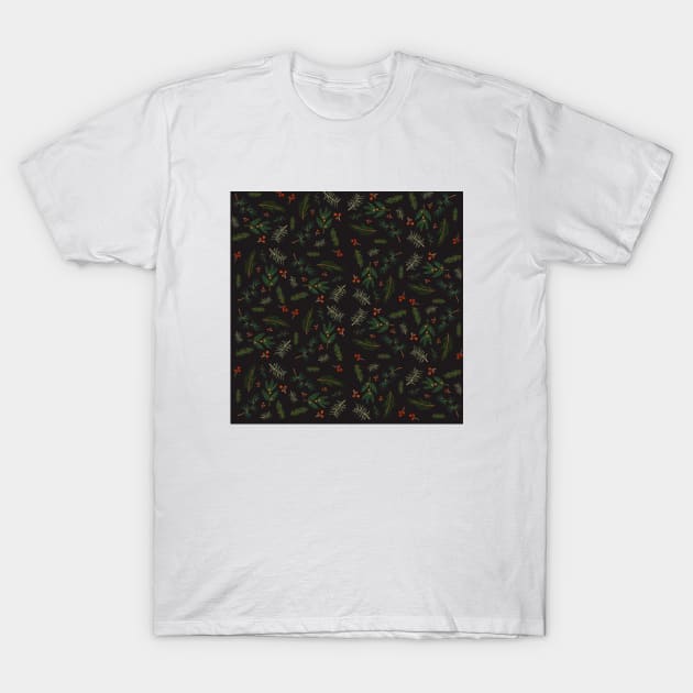 Christmas Tree Pattern - Dark Theme T-Shirt by Travel Theory